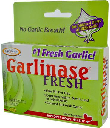 Garlinase Fresh, 30 Enteric-Coated Tablets by Enzymatic Therapy, 補充劑，大蒜 HK 香港