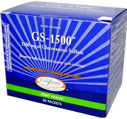 GS-1500, Joint Health, Orange Flavored, 1500 mg, 30 Packets by Enzymatic Therapy, 補充劑，健康，關節健康 HK 香港