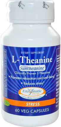 L-Theanine, Stress, 60 Veggie Caps by Enzymatic Therapy, 健康，抗壓力，補充劑，茶氨酸 HK 香港