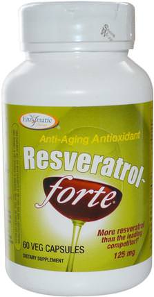 Resveratrol~Forte, 125 mg, 60 Veggie Caps by Enzymatic Therapy, 補充劑，白藜蘆醇 HK 香港