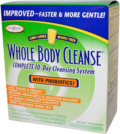 Whole Body Cleanse, Complete 10-Day Cleansing System, Lemon Flavored, 3 Piece Kit by Enzymatic Therapy, 健康，排毒 HK 香港