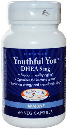 Youthful You, DHEA, 5 mg, 60 Veggie Caps by Enzymatic Therapy, 補充劑，dhea HK 香港