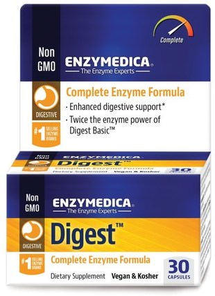 Digest, Complete Enzyme Formula, 30 Capsules by Enzymedica, 補充劑，消化酶 HK 香港