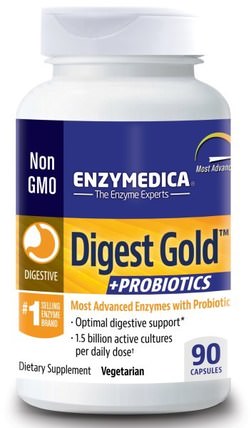 Digest Gold + Probiotics, 90 Capsules by Enzymedica, 補充劑，益生菌，穩定的益生菌 HK 香港