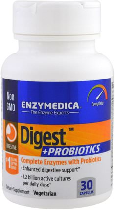 Digest + Probiotics, 30 Capsules by Enzymedica, 補充劑，益生菌 HK 香港
