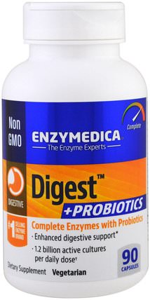 Digest + Probiotics, 90 Capsules by Enzymedica, 補充劑，益生菌 HK 香港