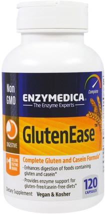 GlutenEase, 120 Capsules by Enzymedica, 補充劑，消化酶 HK 香港