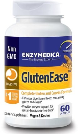 GlutenEase, 60 Capsules by Enzymedica, 補充劑，消化酶 HK 香港