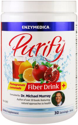 Purify, Fiber Drink+, Pomegranate Lemonade, 8 oz by Enzymedica, 補充劑，纖維 HK 香港