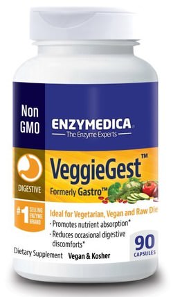 VeggieGest, (Formerly Gastro), 90 Capsules by Enzymedica, 健康，消化，胃 HK 香港