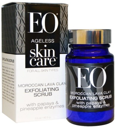 Ageless Skin Care, Moroccan Lava Clay, Exfoliating Scrub, 1.5 oz (42.5 g) by EO Products, 美容，面部護理，洗面奶，面部去角質 HK 香港