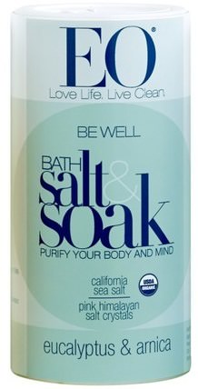 Be Well Bath Salt & Soak, Eucalyptus & Arnica, 22 oz (623.7 g) by EO Products, 洗澡，美容，浴鹽 HK 香港