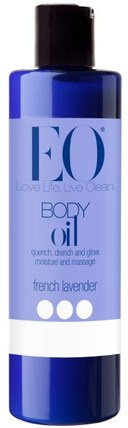 Body Oil, French Lavender, 8 fl oz (236 ml) by EO Products, 健康，皮膚，按摩油，身體護理油 HK 香港