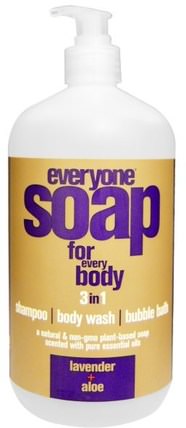 Everyone Soap for Every Body, 3 In One, Lavender + Aloe, 32 fl oz (946 ml) by EO Products, 洗澡，美容，頭髮，頭皮，洗髮水，護髮素 HK 香港