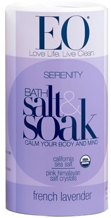 Serenity Bath Salt & Soak, French Lavender, 22 oz (623.7 g) by EO Products, 洗澡，美容，浴鹽 HK 香港