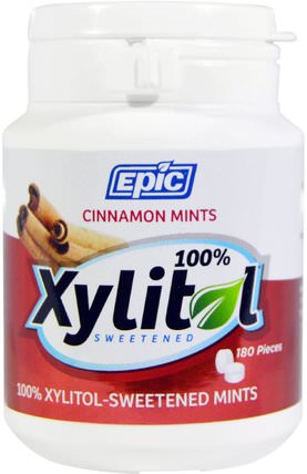 100% Xylitol-Sweetened, Cinnamon Mints, 180 Pieces by Epic Dental, 洗澡，美容，口腔牙齒護理，木糖醇口香糖 HK 香港