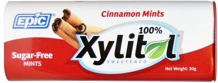 100% Xylitol Sweetened, Cinnamon Mints, Sugar-Free, 30 g by Epic Dental, 洗澡，美容，口腔牙齒護理，木糖醇口香糖 HK 香港