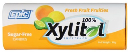 100% Xylitol Sweetened, Fresh Fruit Fruities, Candies, Sugar-Free, 30 g by Epic Dental, 洗澡，美容，口腔牙科護理，木糖醇口香糖，食品，小吃，糖果 HK 香港