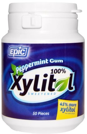 100% Xylitol Sweetened, Peppermint Gum, 50 Pieces by Epic Dental, 洗澡，美容，口腔牙齒護理，牙齦薄荷糖，口香糖 HK 香港