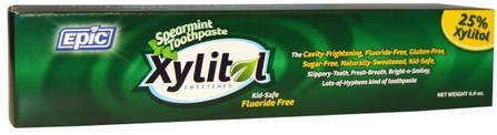 Kid Safe, Xylitol Sweetened, Spearmint Toothpaste, Fluoride Free, 4.9 oz by Epic Dental, 沐浴，美容，口腔牙齒護理，木糖醇口腔護理，牙膏 HK 香港