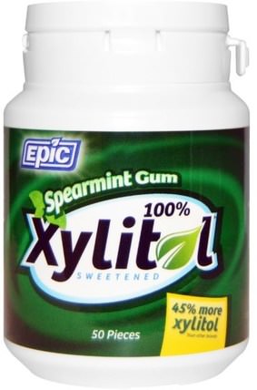 Xylitol Gum, Sugar Free, Spearmint, 50 Pieces by Epic Dental, 洗澡，美容，口腔牙齒護理，牙齦薄荷糖，口香糖 HK 香港