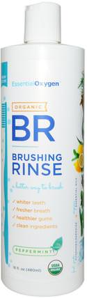 Organic Brushing Rinse, Peppermint, 16 fl oz (480 ml) by Essential Oxygen, 洗澡，美容，口腔牙齒護理，牙齒美白，漱口水 HK 香港