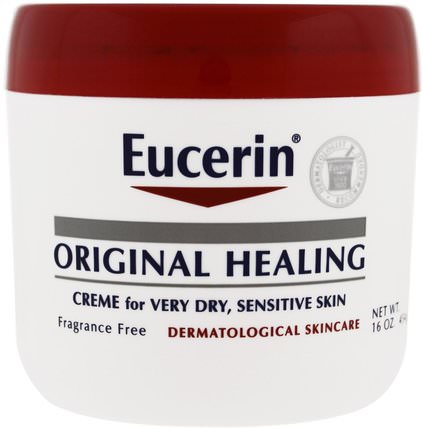 Original Healing, Creme for Very Dry, Sensitive Skin, Fragrance Free, 16 oz (454 g) by Eucerin, 健康，皮膚，牛皮癬和濕疹，牛皮癬 HK 香港