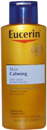 Skin Calming, Dry Skin Body Wash, Fragrance Free, 8.4 fl oz (250 ml) by Eucerin, eucerin沐浴露，eucerin平靜 HK 香港