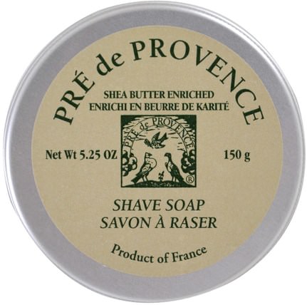 Pre de Provence, Shave Soap, Shea Butter Enriched, 5.25 oz (150 g) by European Soaps, 洗澡，美容，肥皂 HK 香港
