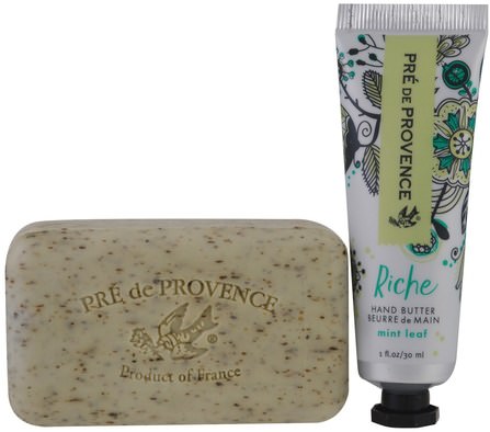 Riche Gift Bag, Hand Butter & Soap, Mint Leaf, 2 Piece Set by European Soaps, 洗澡，美容，肥皂 HK 香港