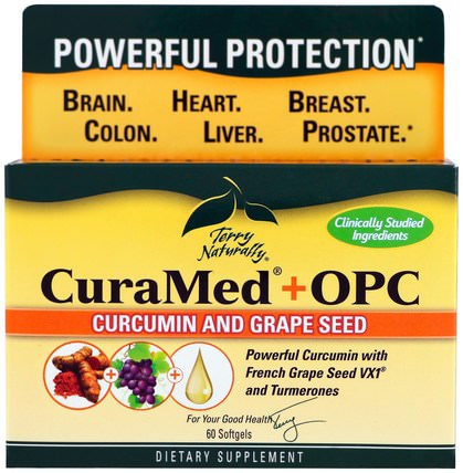 Terry Naturally, CuraMed + OPC, Curcumin and Grape Seed, 60 Softgels by EuroPharma, 健康 HK 香港