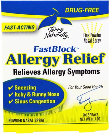 Terry Naturally, FastBlock, Nasaleze Allergy Relief, Powder Nasal Spray, 0.17 oz by EuroPharma, 健康，過敏，過敏 HK 香港
