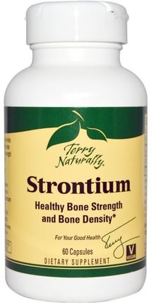 Terry Naturally, Strontium, 60 Capsules by EuroPharma, 補品，礦物質，鍶，健康，骨骼，骨質疏鬆症 HK 香港