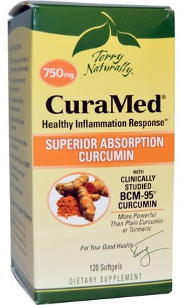 Terry Naturally, CuraMed, 750 mg, 120 Softgels by EuroPharma, 補充劑，抗氧化劑，薑黃素 HK 香港
