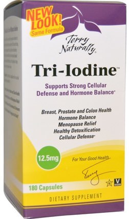 Terry Naturally, Tri-Iodine, 12.5 mg, 180 Capsules by EuroPharma, 補品，礦物質，碘 HK 香港