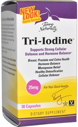 Terry Naturally, Tri-Iodine, 25 mg, 30 Capsules by EuroPharma, 補品，礦物質，碘 HK 香港