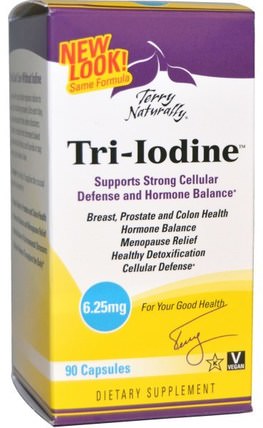 Terry Naturally, Tri-Iodine, 6.25 mg, 90 Capsules by EuroPharma, 補品，礦物質，碘 HK 香港
