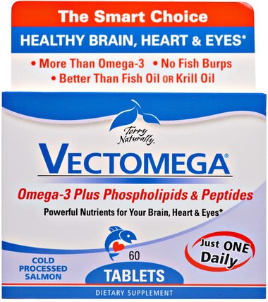 Terry Naturally, Vectomega, 60 Tablets by EuroPharma, 補充劑，efa omega 3 6 9（epa dha），dha，epa HK 香港