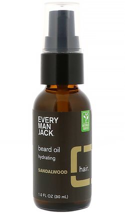 Beard Oil, Hydrating, Sandalwood, 1 fl oz (30 ml) by Every Man Jack, 健康，男人 HK 香港