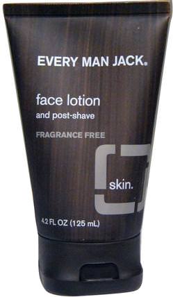 Face Lotion, Fragrance Free, 4.2 fl oz (125 ml) by Every Man Jack, 美容，面部護理，皮膚，面霜，乳液 HK 香港