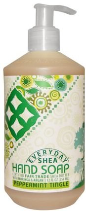 Hand Soap, Peppermint Tingle, 12 fl oz (354 ml) by Everyday Shea, 洗澡，美容，摩洛哥堅果浴，肥皂 HK 香港