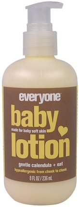 Baby Lotion, Gentle Calendula + Oat, 8 fl oz (236 ml) by Everyone, 沐浴，美容，潤膚露，嬰兒潤膚露，兒童健康 HK 香港