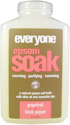 Epsom Soak, Grapefruit + Black Pepper, 30 oz (850.5 g) by Everyone, 洗澡，美容，浴鹽 HK 香港