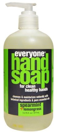 Hand Soap, Spearmint + Lemongrass, 12.75 fl oz (377 ml) by Everyone, 洗澡，美容，肥皂 HK 香港