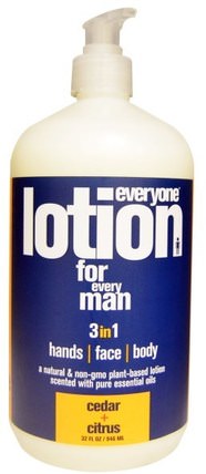 Lotion For Every Man 3 in 1, Cedar + Citrus, 32 fl oz (946 ml) by Everyone, 沐浴，美容，潤膚露，男士護膚品 HK 香港