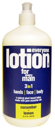 Lotion For Every Man 3 in 1, Cucumber + Lemon, 32 fl oz (960 ml) by Everyone, 沐浴，美容，潤膚露，男士護膚品 HK 香港