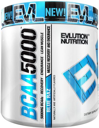 BCAA 5000, Blue Raz, 8.5 oz (240 g) by EVLution Nutrition, 運動，補品，bcaa（支鏈氨基酸） HK 香港