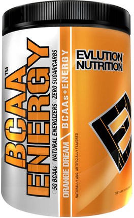 BCAA Energy, Orange Dream, 10.01 oz (285 g) by EVLution Nutrition, 補充劑，氨基酸，bcaa（支鏈氨基酸），運動，肌肉 HK 香港