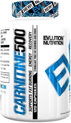 Carnitine 500, 120 Capsules by EVLution Nutrition, 補充劑，氨基酸，左旋肉鹼，左旋肉鹼 HK 香港