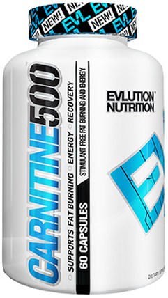 Carnitine 500, 60 Capsules by EVLution Nutrition, 補充劑，氨基酸，左旋肉鹼 HK 香港